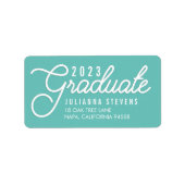 Retro Script Aqua Abschluss Rücksendeadresse Adressaufkleber (Vorne)