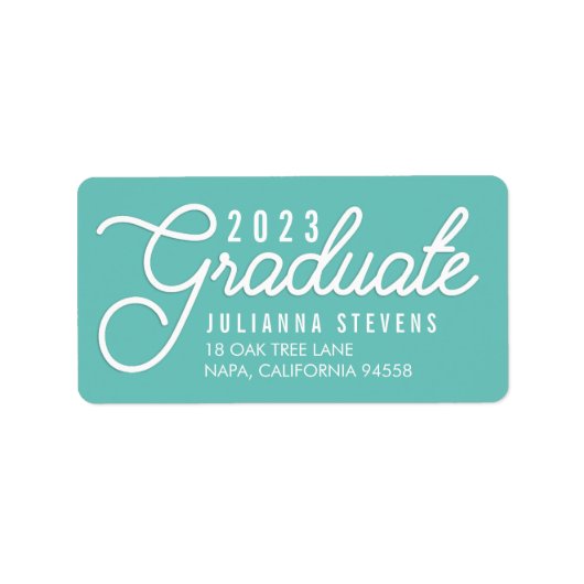 Retro Script Aqua Abschluss Rücksendeadresse Adressaufkleber (Vorne)