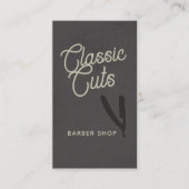 Retro Script Barber Shop QR Code Visitenkarte (Vorderseite)