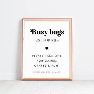 Retro Script beschäftigt Taschen für Kinder Herz H Poster