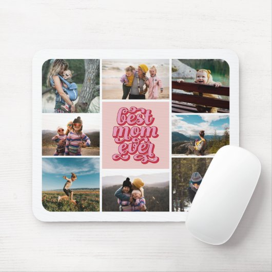 Retro Script Best Mama je Foto Collage Mousepad (Mit Mouse)