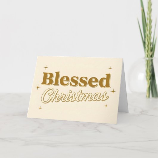 Retro Script Blessed Christmas Feiertagskarte (Vorderseite)
