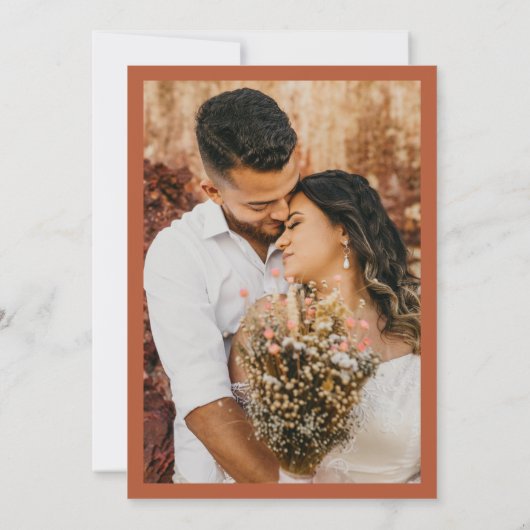 Retro Script Boho Arch Foto Terracotta Wedding Save The Date (Rückseite)