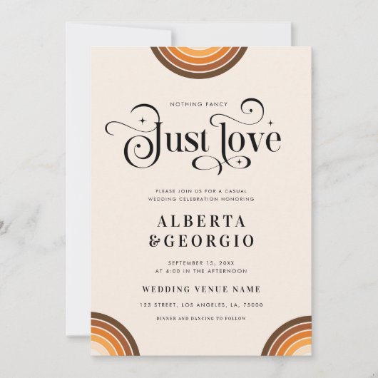 Retro Script Boho Rainbow Nichts Extravagant Nur L Einladung (Vorderseite)