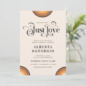 Retro Script Boho Rainbow Nichts Extravagant Nur L Einladung (Stehend Vorderseite)