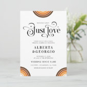 Retro Script Boho Rainbow Nichts Extravagant Nur L Einladung (Stehend Vorderseite)