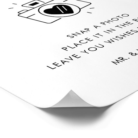 Retro Script Camera Foto Gästebuch Hochzeit (Ecke)