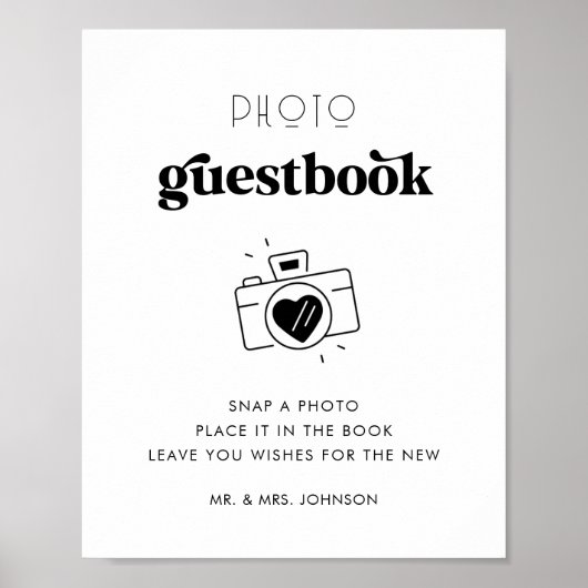 Retro Script Camera Foto Gästebuch Hochzeit (Vorne)