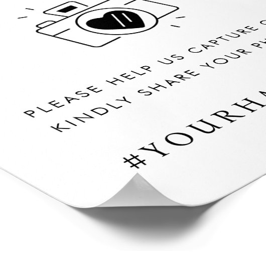 Retro Script Capture the Liebe Camera Wedding Sign Poster (Ecke)