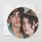 Retro Script Custom Foto Circle Round Wedding Save The Date (Rückseite)