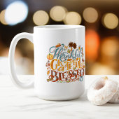 Retro Script dankbar dankbar gesegnet Monogram Kaffeetasse