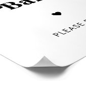 Retro Script Dessert Bar Schwarz-weiß Wedding Sign Poster (Ecke)