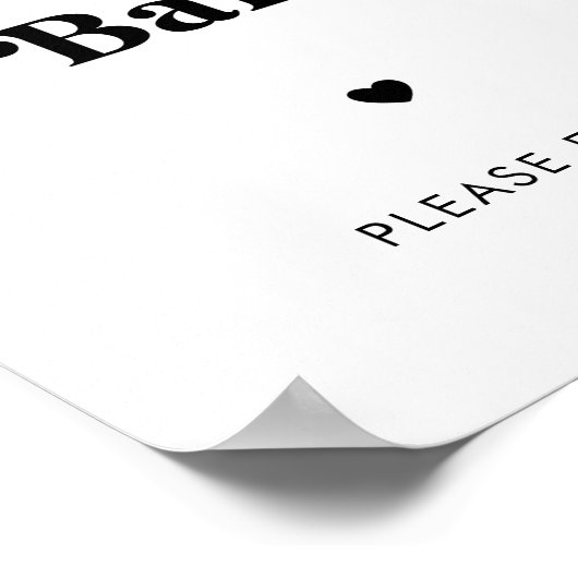 Retro Script Dessert Bar Schwarz-weiß Wedding Sign Poster (Ecke)