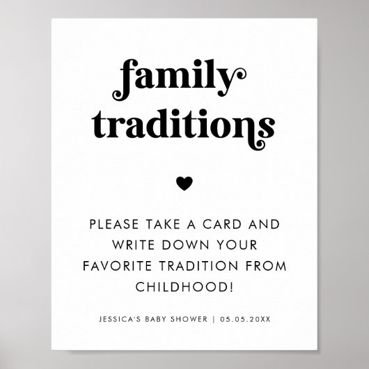 Retro Script Family Traditionen Kinderduschensigna Poster (Vorne)