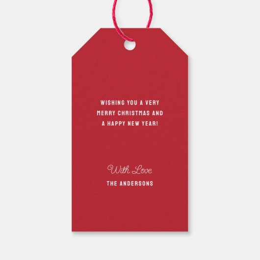 Retro Script farbenfrohe Checkerboard Frohe Weihna Geschenkanhänger (Rückseite)