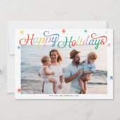 Retro Script farbenfrohe Weihnachten Ein Foto (Vorderseite)