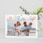 Retro Script farbenfrohe Weihnachten Ein Foto (Stehend Vorderseite)