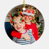 Retro Script farbenfrohe Weihnachten Ein Foto Keramik Ornament (Hinten)