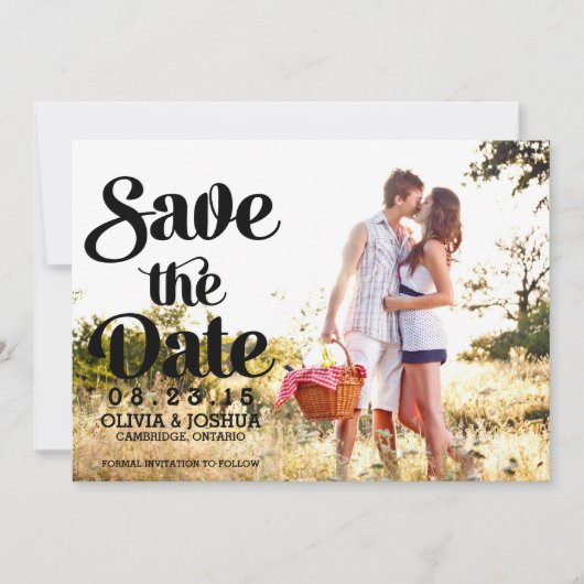 Retro-Script-Foto Ankündigung Datum freihalten (Vorderseite)