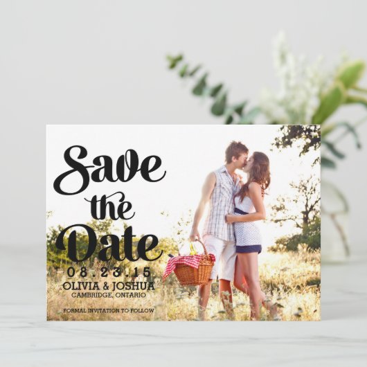 Retro-Script-Foto Ankündigung Datum freihalten (Stehend Vorderseite)