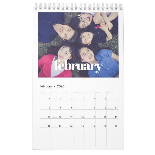 Retro-Script-Foto der 2026-Familie Kalender (Feb 2026)