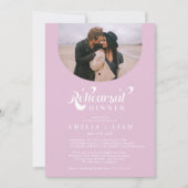 Retro-Script-Foto lilac rosa Probe Dinner Einladung (Vorderseite)