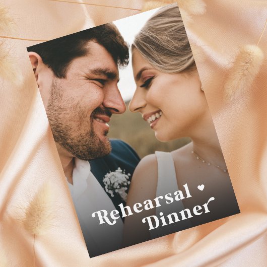 Retro Script Foto Minimalistische Probe Abendessen Einladung