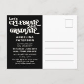 Retro-Script-Foto Schwarz & Weiß-Party Einladungspostkarte (Rückseite)