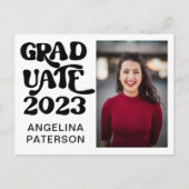 Retro-Script-Foto Schwarz & Weiß-Party Einladungspostkarte (Vorderseite)