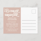 Retro Script Foto Terracotta Graduate Party Einladungspostkarte (Rückseite)