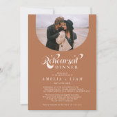 Retro-Script-Foto Terracotta Probe Dinner Einladung (Vorderseite)