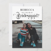 Retro Script & Foto Vintager Bridesmaid-Vorschlag Ankündigung (Vorderseite)