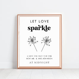 Retro Script Gelassen Liebe Sparkle Wedding Sendof Poster