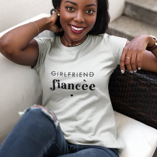 Retro Script Girlfriend Fiancer Engagement Party T-Shirt