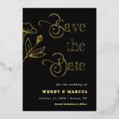 Retro Script Goth Dark Wedding Aesthetic Real Folieneinladung (Vorderseite)