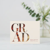 Retro Script Grad Graduate Graduation Invitation Postkarte (Stehend Vorderseite)