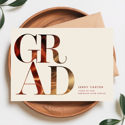 Retro Script Grad Graduate Graduation Invitation Postkarte
