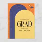 Retro Script Grad Simple Graduation Announcement Postkarte (Vorderseite)