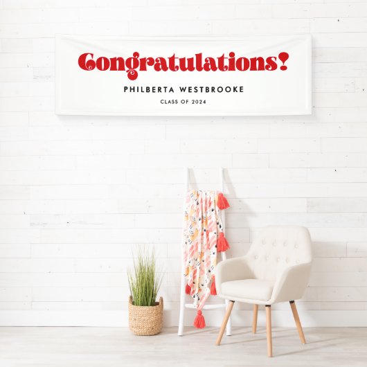 Retro Script Graduation Party Glückwünsche Banner (Insitu)