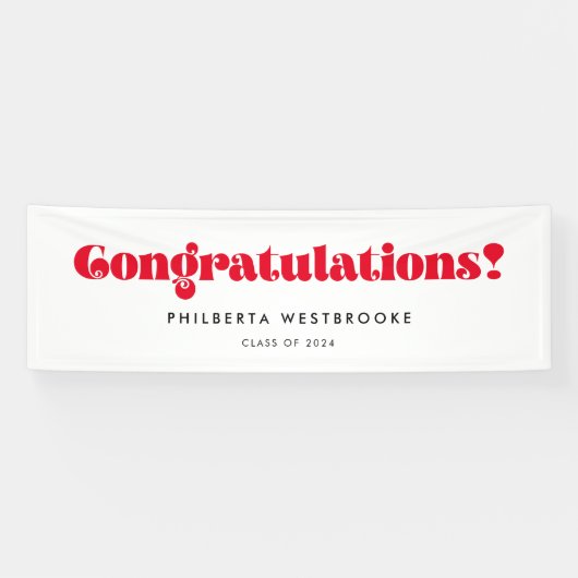 Retro Script Graduation Party Glückwünsche Banner (Horizontal)