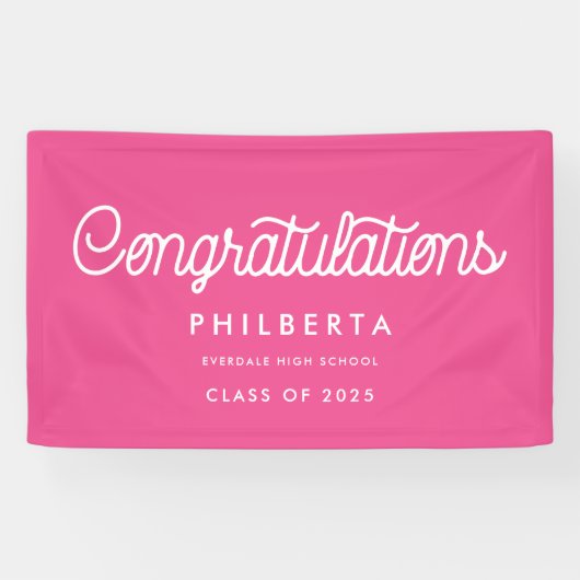 Retro Script Graduation Party Glückwünsche Banner (Horizontal)