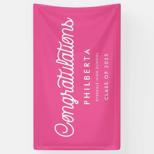 Retro Script Graduation Party Glückwünsche Banner (Vertikal)