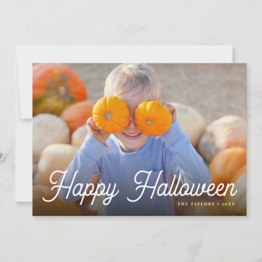 Retro Script Halloween Fotokarte Karte (Vorderseite)