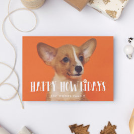 Retro Script Happy Howlidays Dog Foto Feiertagskarte