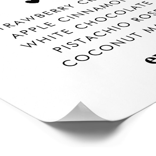 Retro Script Heart Cupcake Flavours Wedding Sign Poster (Ecke)