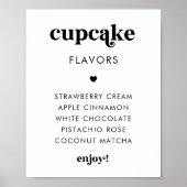 Retro Script Heart Cupcake Flavours Wedding Sign Poster (Vorne)
