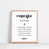 Retro Script Heart Cupcake Flavours Wedding Sign Poster