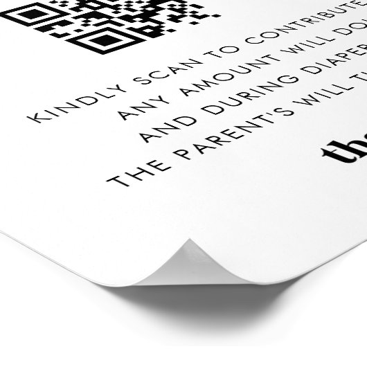 Retro Script Heart Diaper Fund Babydusche-Zeichen Poster (Ecke)