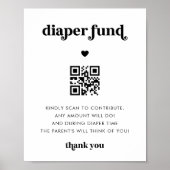 Retro Script Heart Diaper Fund Babydusche-Zeichen Poster (Vorne)