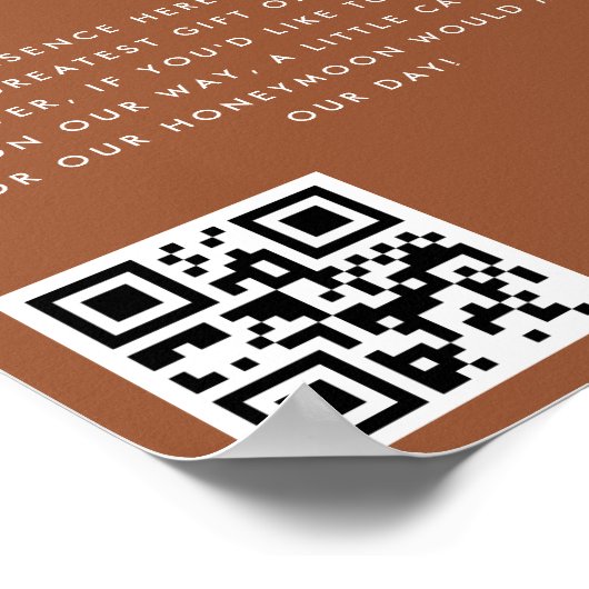 Retro Script Heart Terracotta Rust Honeymoon Fund Poster (Ecke)